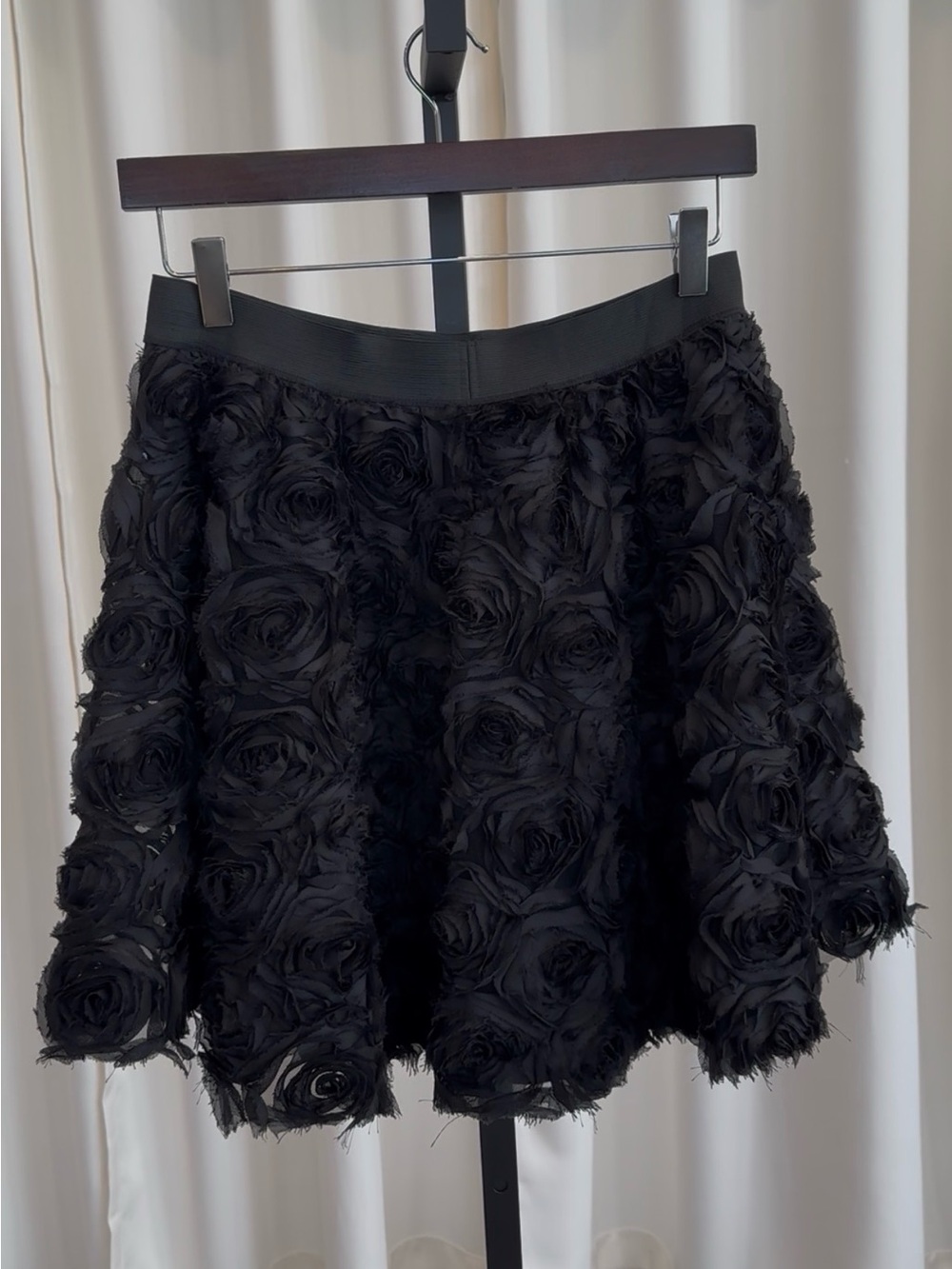 Free People Black Rose Appliqué Skirt